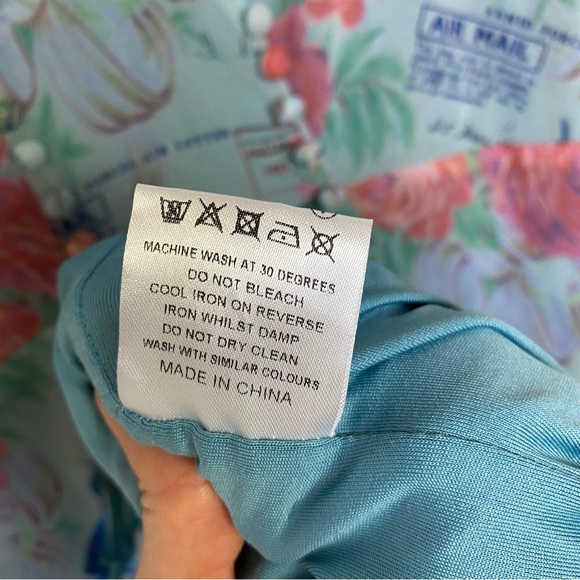 NWT Lindy Bop Retro Amelia Dress Mint Planes Floral Size US 12 Love Letters Blue - Picture 7 of 16